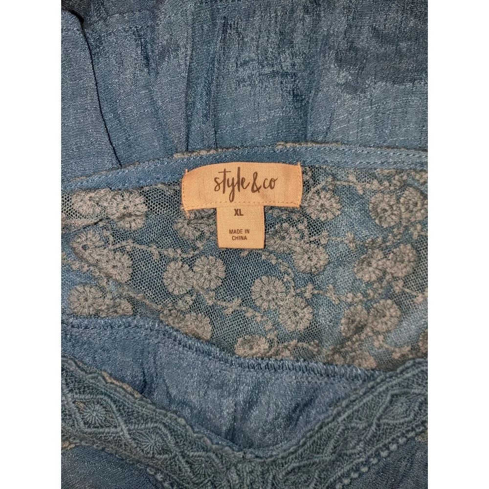 Style & Company Blue Boho Blouse Size XL - Picture 5 of 7